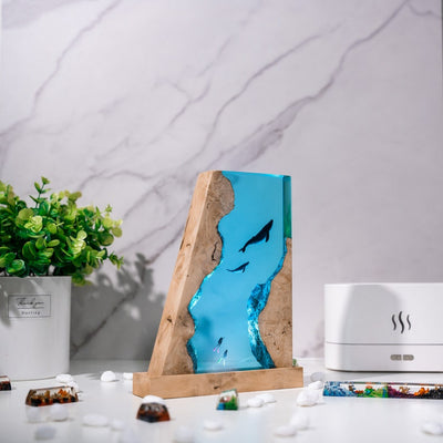 Whale Ocean Resin Epoxy Lamp