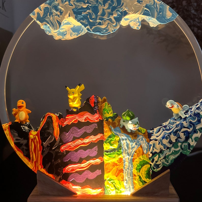 Pikachu Pokemon Resin Epoxy Lamp, Night Light