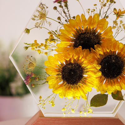 Sunflowers Resin Lamp