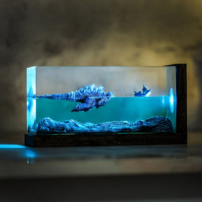 Swimming GODZILLA Epoxy Lamp