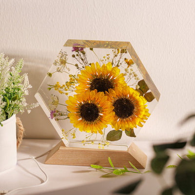 Sunflowers Resin Lamp