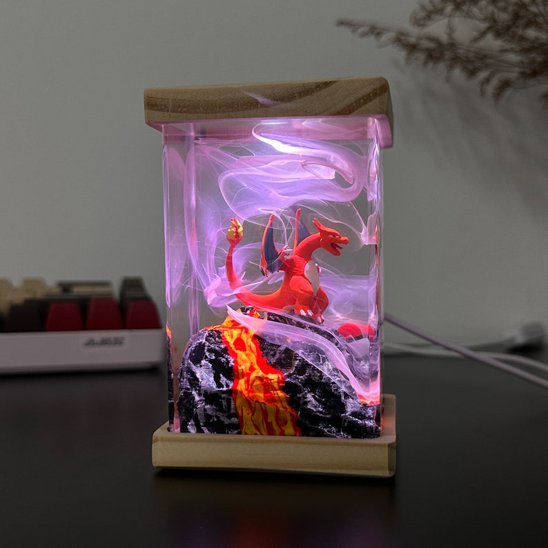 Charizard Pokemon Resin Epoxy Lamp, Night Light