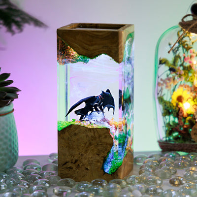 Black Dragon Resin Diorama Lamp 1