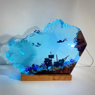 Little Mermaid & Human Epoxy Resin Wood Night light(OR)