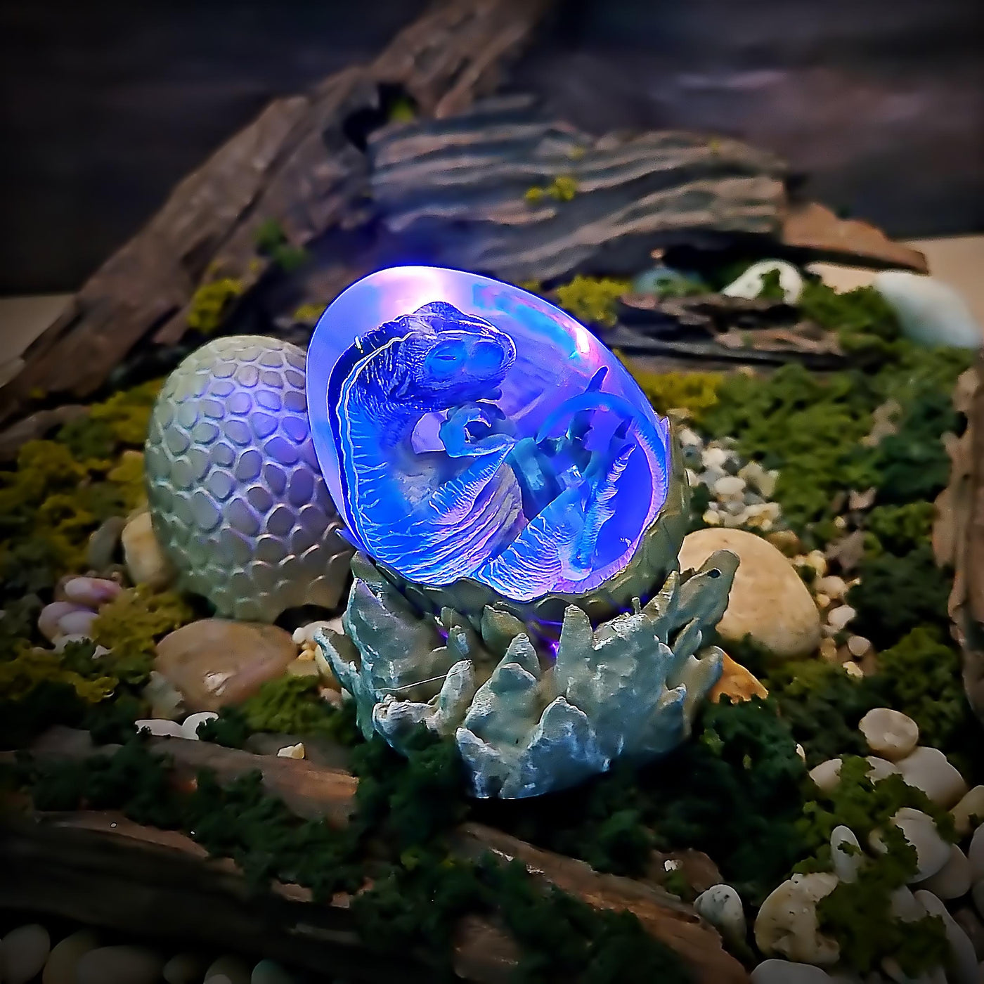 Raptor Dinosaur Egg Shaped Resin Lamp