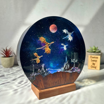 Dragon galaxy resin lamp