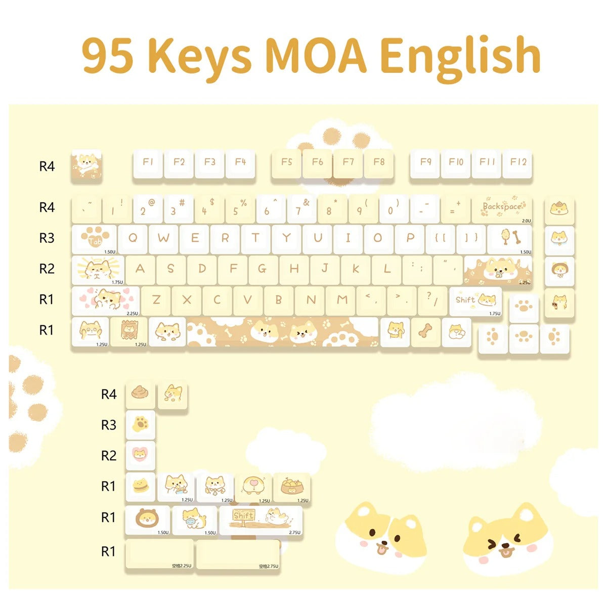 95Keys Dessert Cat Theme Keycaps