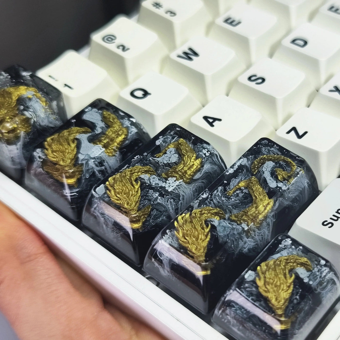 Golden Dragon Artisan Resin Keycaps