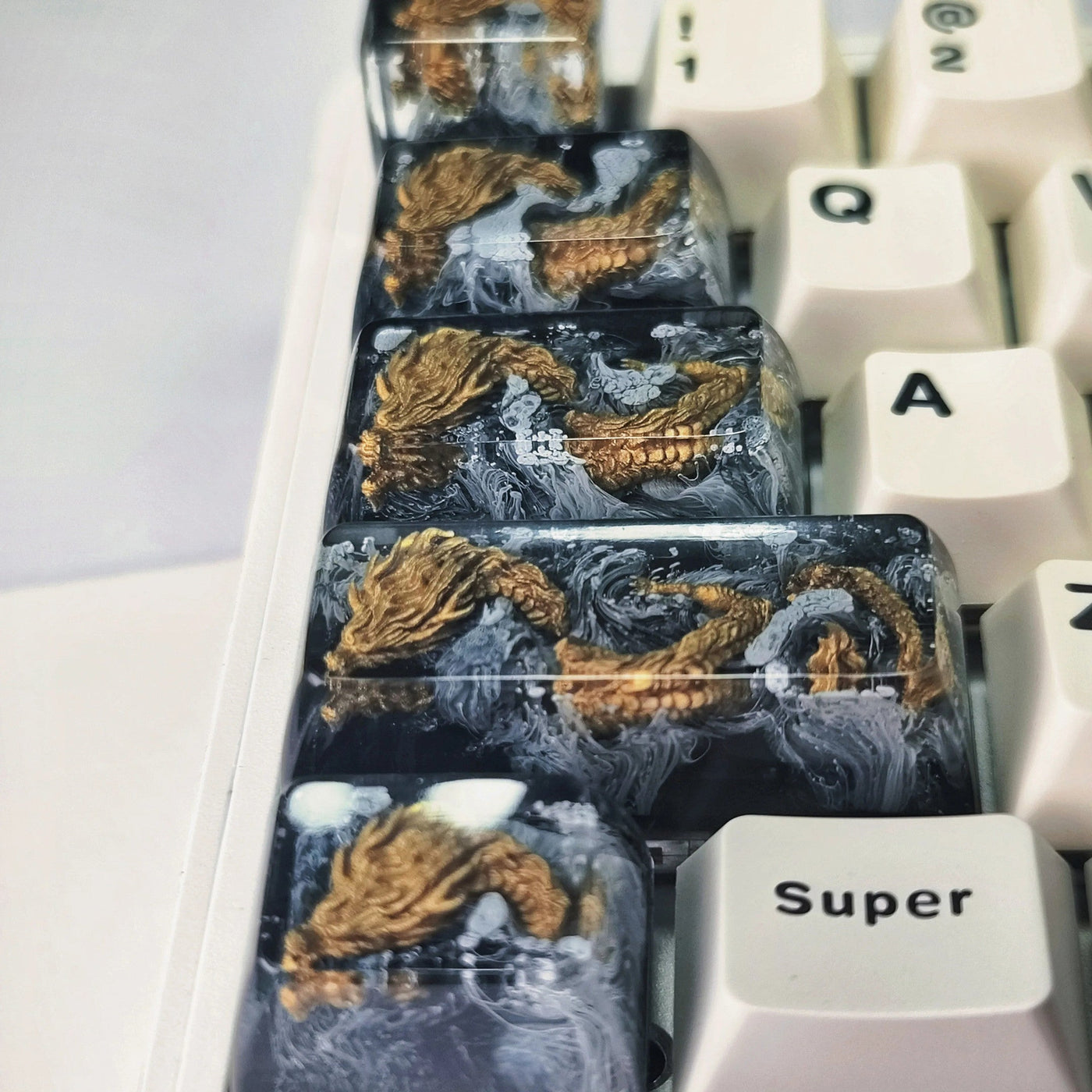 Golden Dragon Artisan Resin Keycaps