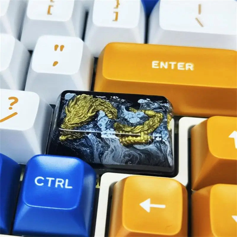 Golden Dragon Artisan Resin Keycaps