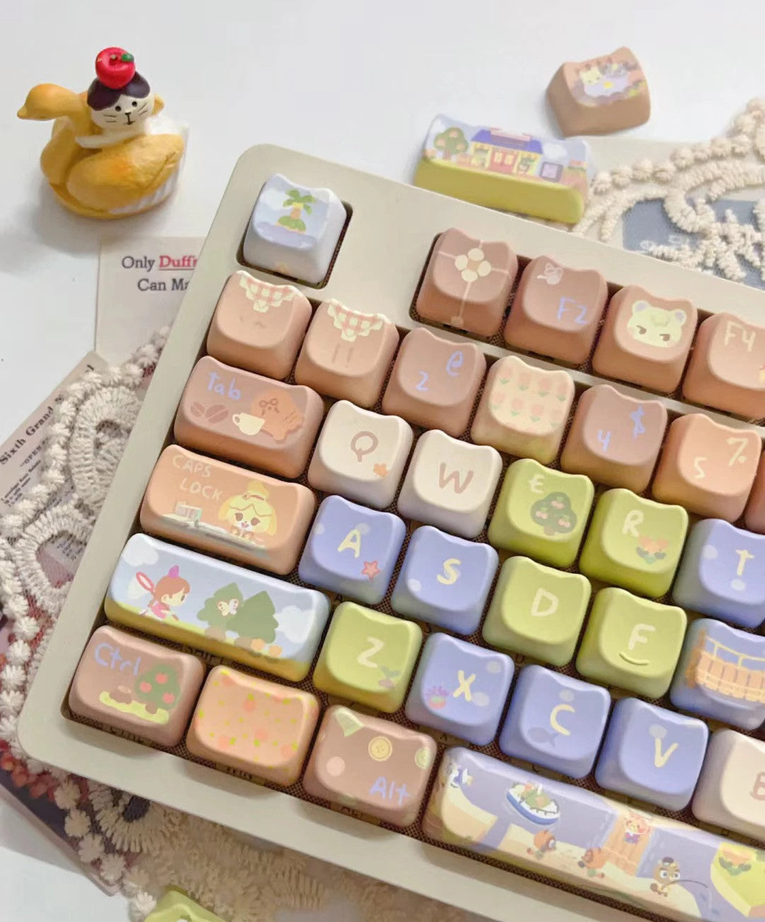 142 Keys Customized Gift Cute Cat Keycaps