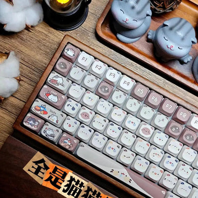 Mocha Cat Keycaps 142 Keys Cute