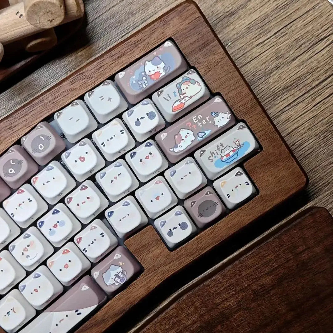 Mocha Cat Keycaps 142 Keys Cute