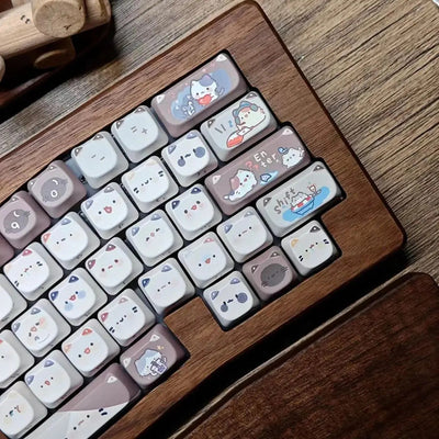 Mocha Cat Keycaps 142 Keys Cute