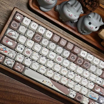 Mocha Cat Keycaps 142 Keys Cute