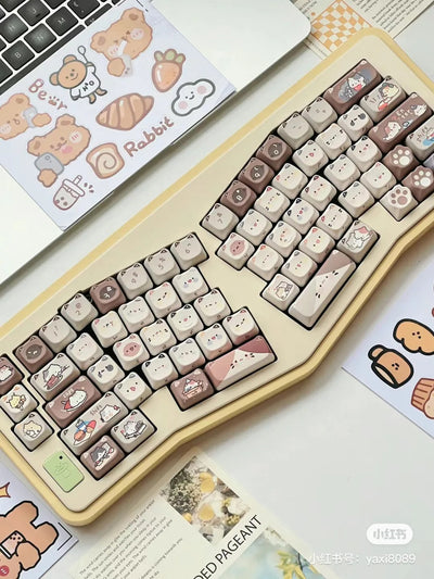 Mocha Cat Keycaps 142 Keys Cute