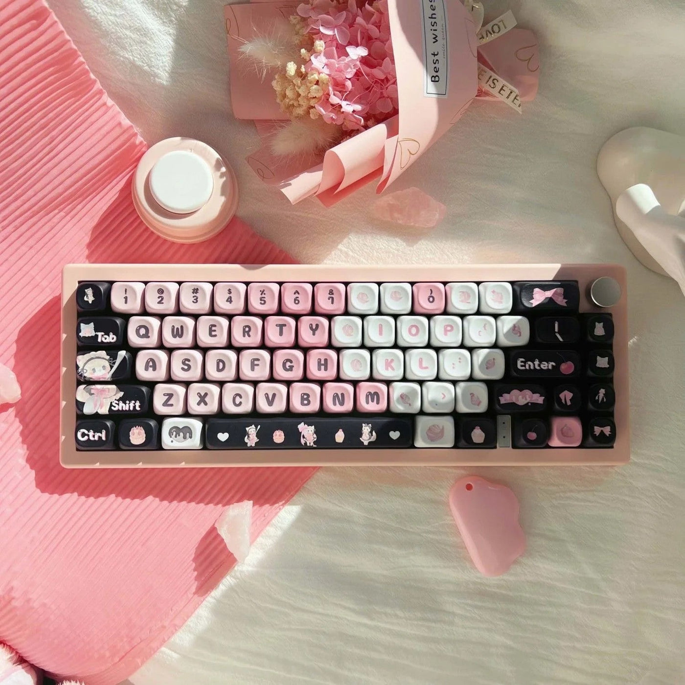 143 Keys Cute Maid Cat MOA Keycaps