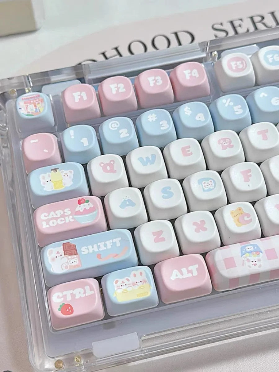 Cute Rabbit Bear Keycaps 142 Keys