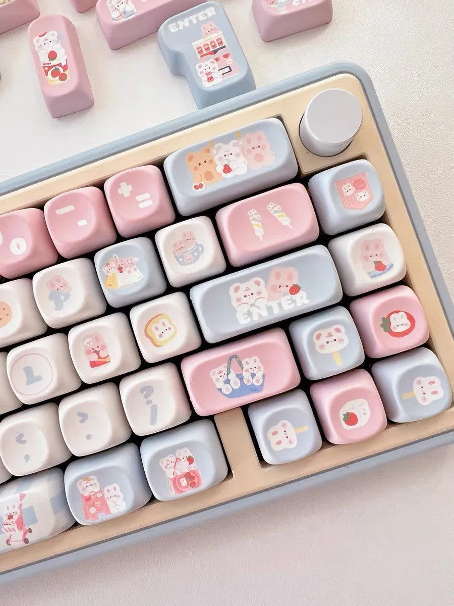 Cute Rabbit Bear Keycaps 142 Keys