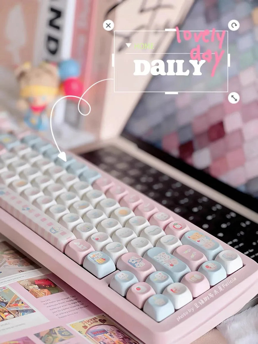 Cute Rabbit Bear Keycaps 142 Keys