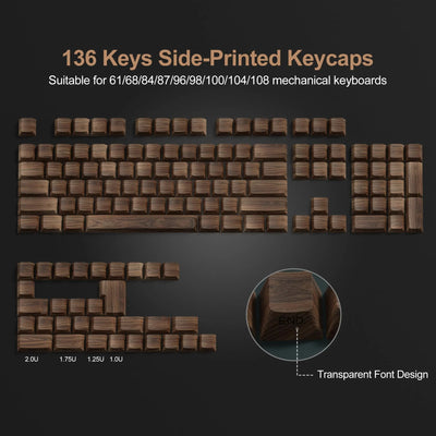 136 Keys Wood GrainKeycaps