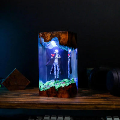Trafalgar D. Water Law Epoxy Resin Wood Lamp