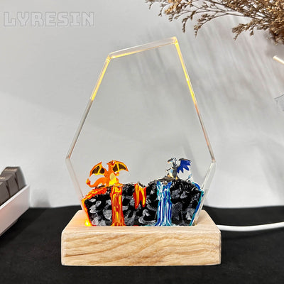 Charmander and Charizard Resin Lamp