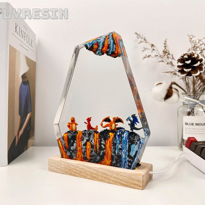 Charmander and Charizard Resin Lamp