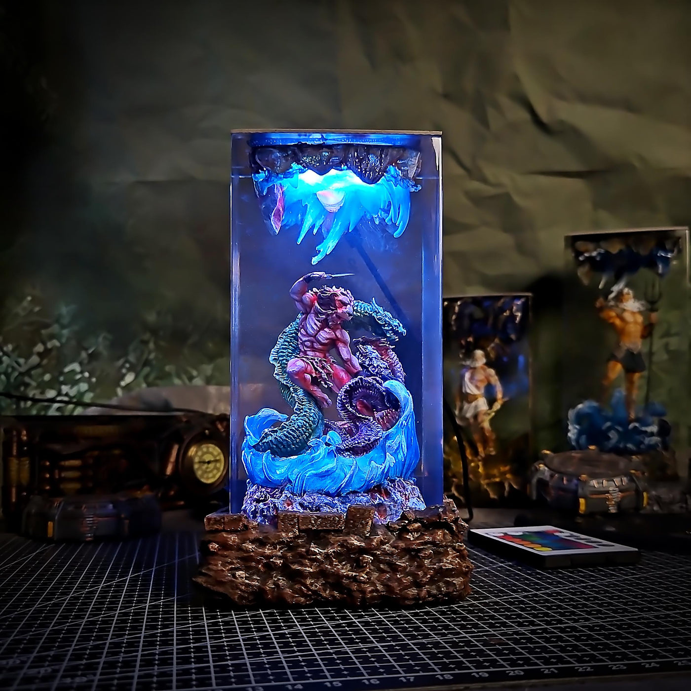 Three Gods resin lamp