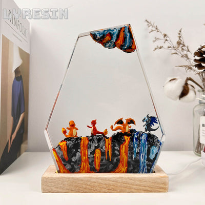 Charmander and Charizard Resin Lamp