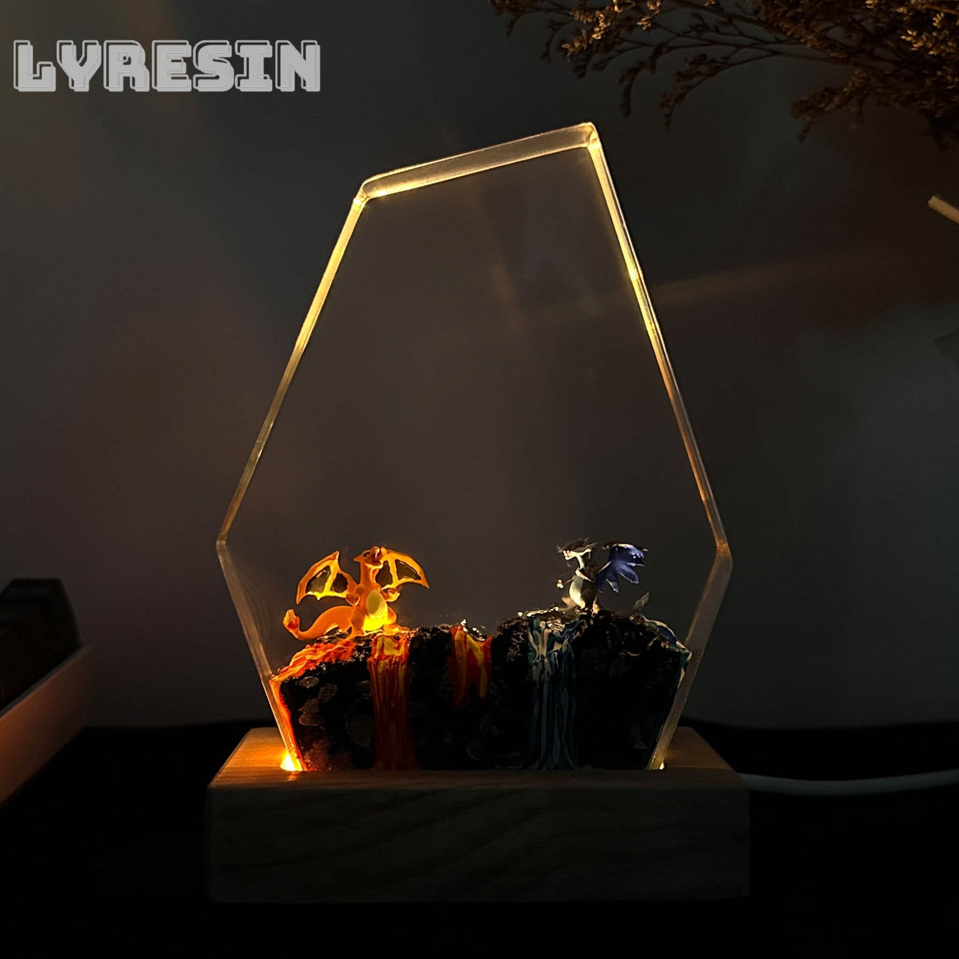 Charmander and Charizard Resin Lamp