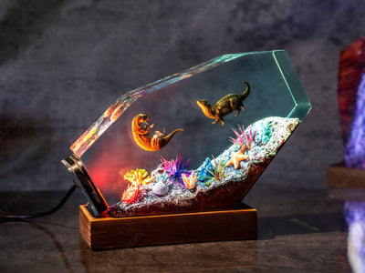 Otter couple Resin night light