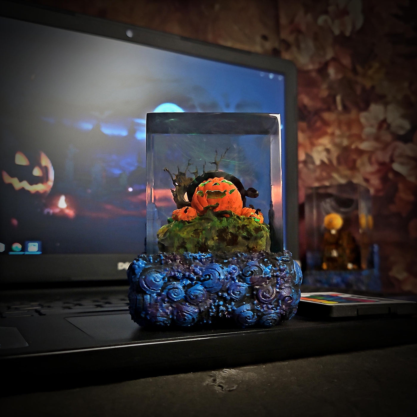 Scary Pumpkin Resin Lamp