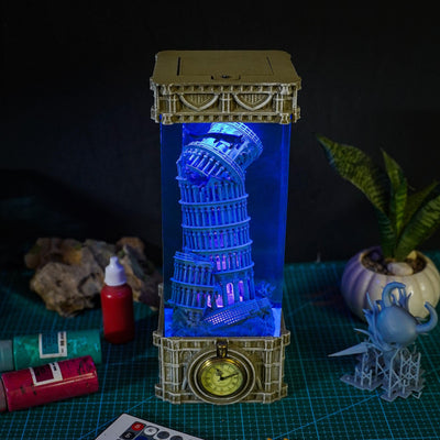 Pisa tower under the sea resin lamp