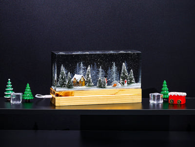 Snowman Resin Lamp Pine Forest