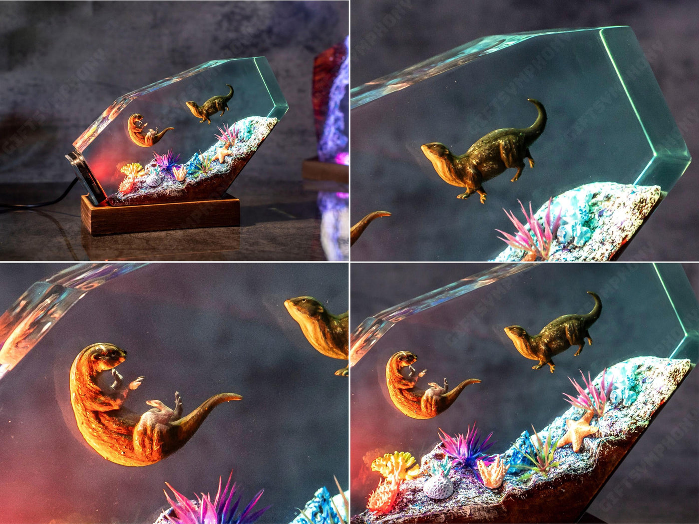 Otter couple Resin night light