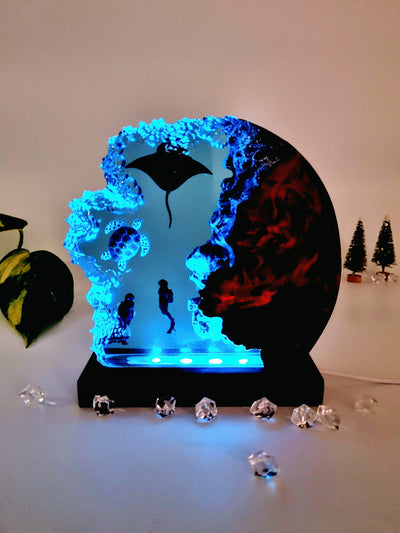 Rare Unique Epoxy Resin Lamp