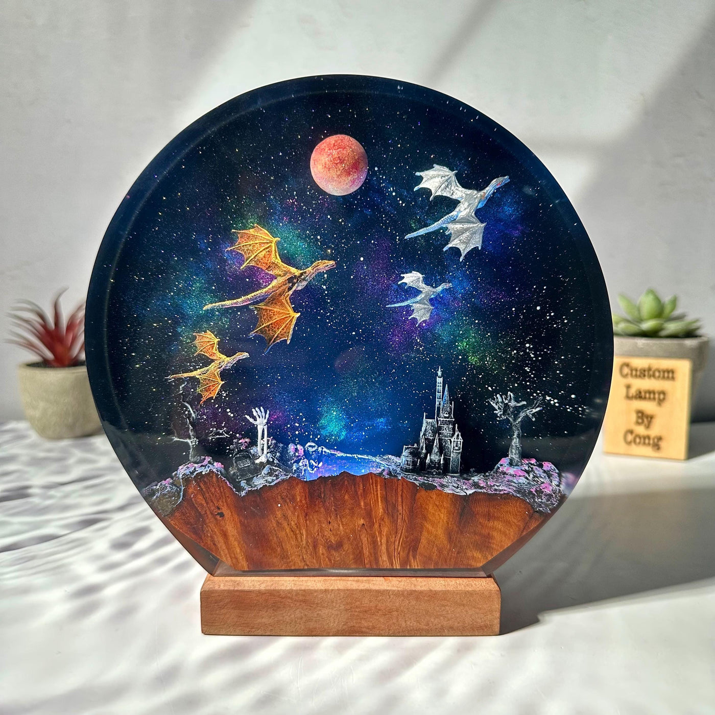 Dragon galaxy resin lamp