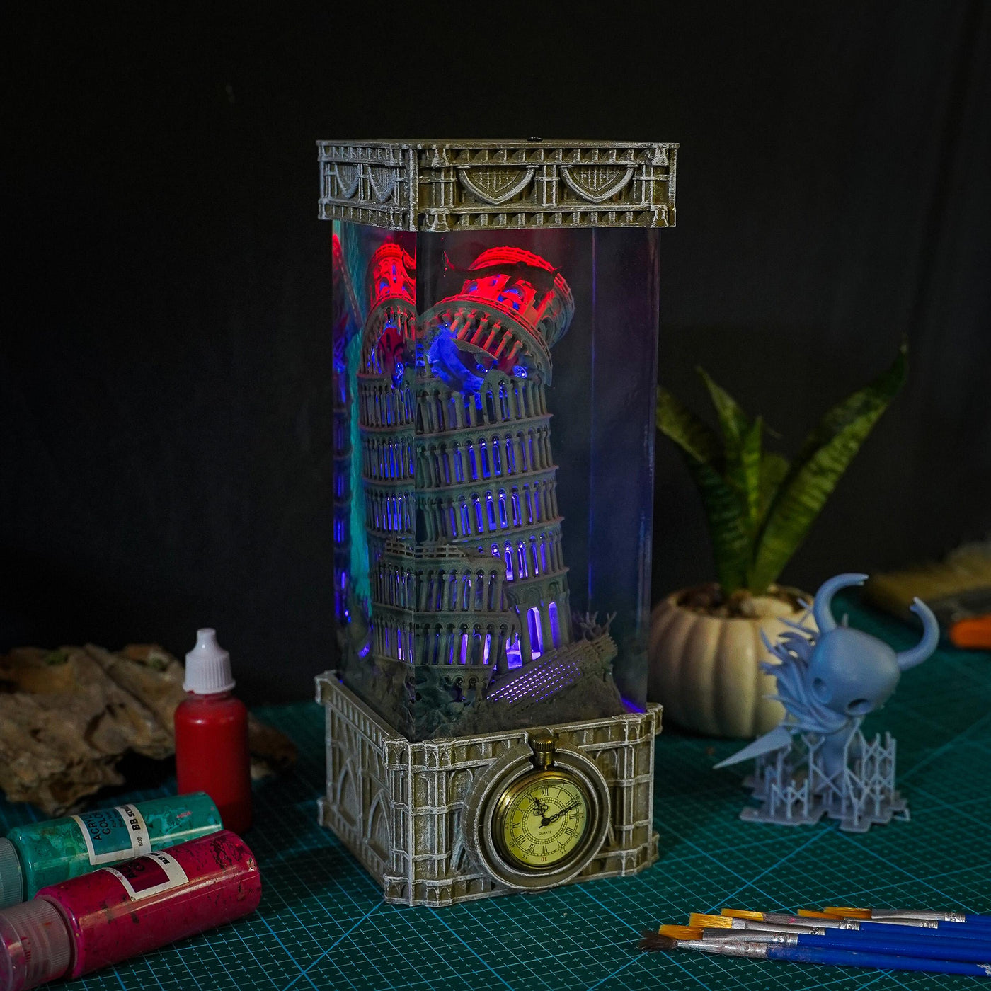 Pisa tower under the sea resin lamp