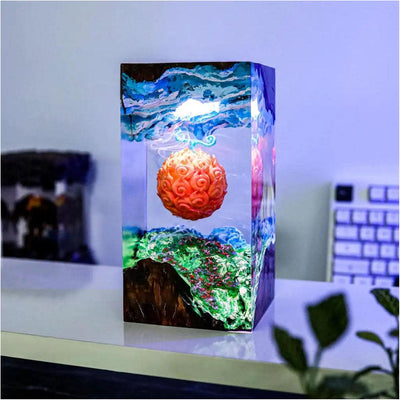 Cursed Devil Fruit Epoxy Resin Wood Lamp