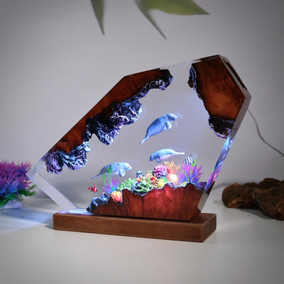 Manatee Family Resin Night Light