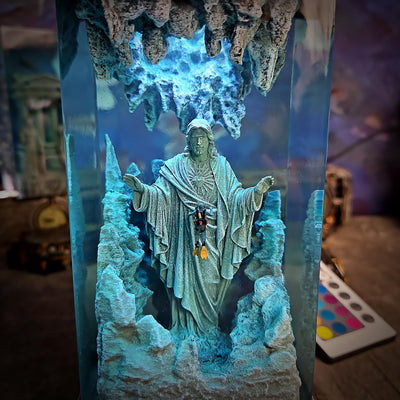 Jesus artisan resin lamp