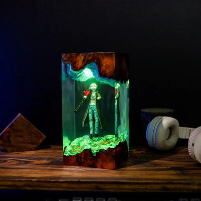 Trafalgar D. Water Law Epoxy Resin Wood Lamp