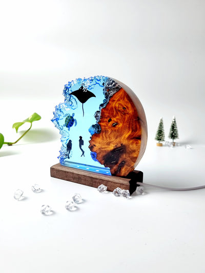 Rare Unique Epoxy Resin Lamp