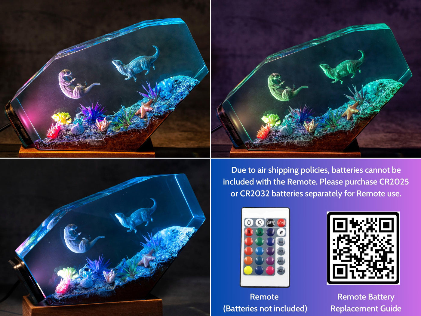 Otter couple Resin night light