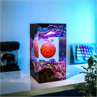 Cursed Devil Fruit Epoxy Resin Wood Lamp