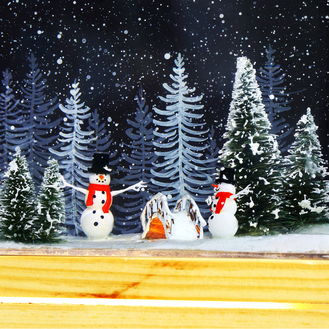 Snowman Resin Lamp Pine Forest