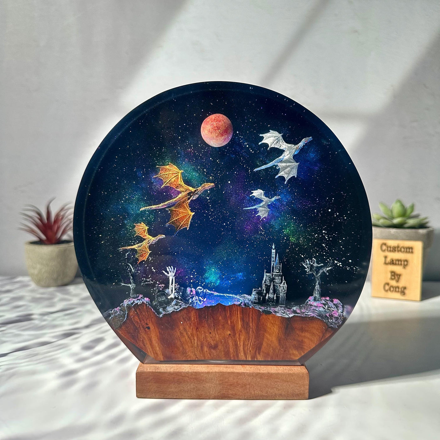 Dragon galaxy resin lamp