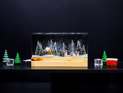 Snowman Resin Lamp Pine Forest