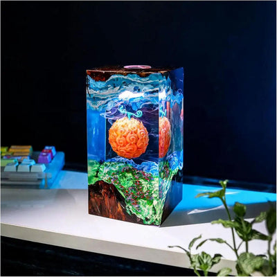 Cursed Devil Fruit Epoxy Resin Wood Lamp